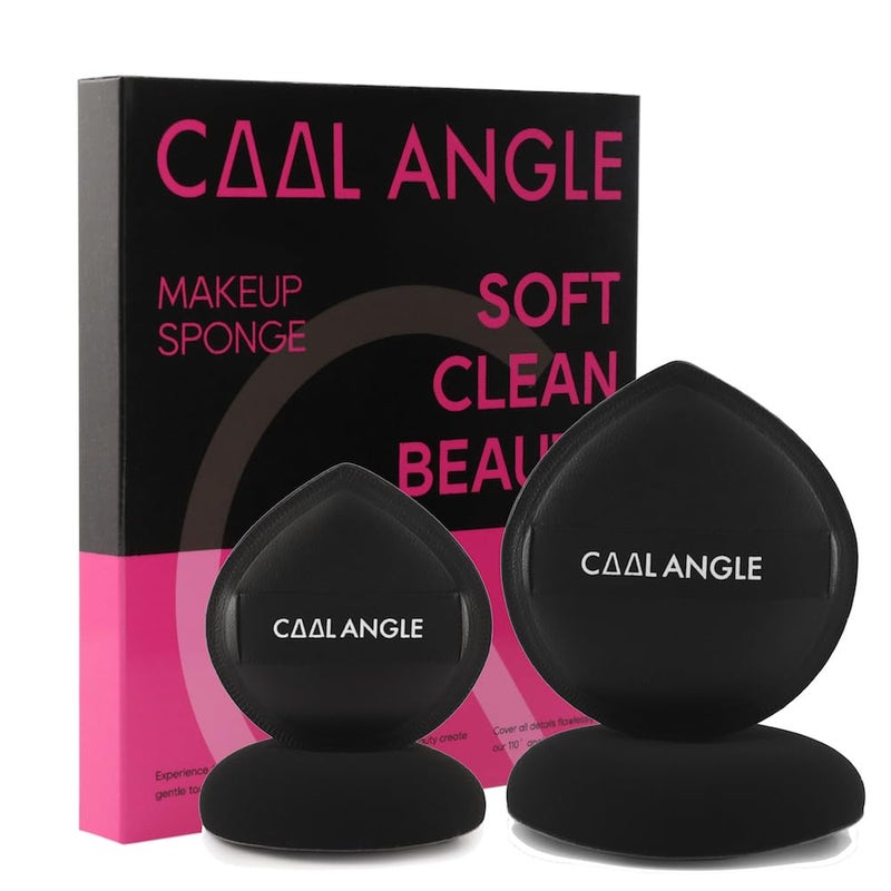 COOL-ANGLE 4Pack Makeup Sponge Latex-Free Soft Blender Sponge Perfect for Foundation Concealer Cream Powder, Beauty Sponge Set for Long-lasting and Natural Makeup, 2X-Large and 2 Medium Black - Image 1
